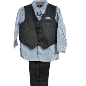 Andrew Fezza 3 Piece Vest, Shirt, Pinstripe Pant Suit Boys 24 Month NWT